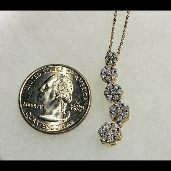 10K (Stamped) Gold Round Diamond Journey Pendant - Picture 6 of 12